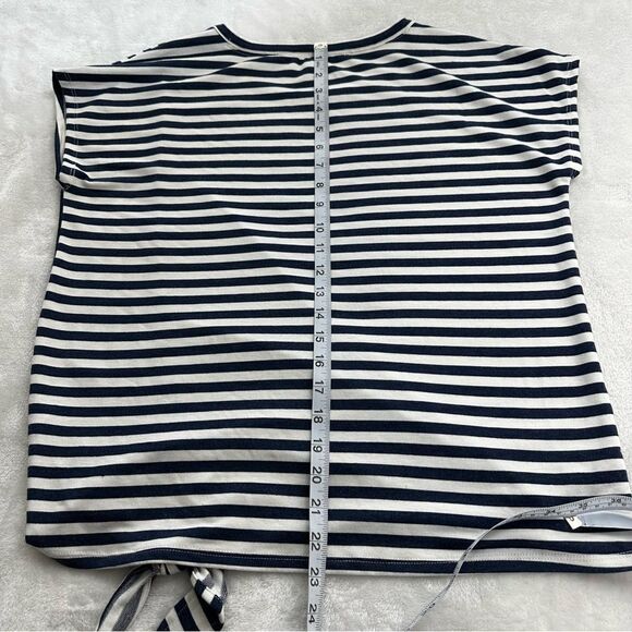 J’Ilverwear navy and white stripe cap sleeve side tie shirt size PM - Picture 9 of 9